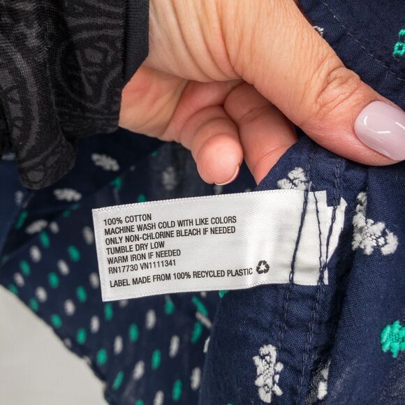 Merona Long Sleeve Button Up Shirt Top Size XXL Blue Print - Picture 9 of 11